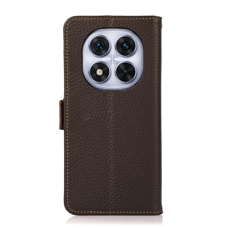 For Redmi Note 14 Pro 5G KHAZNEH Side-Magnetic Litchi Genuine Leather RFID Phone Case