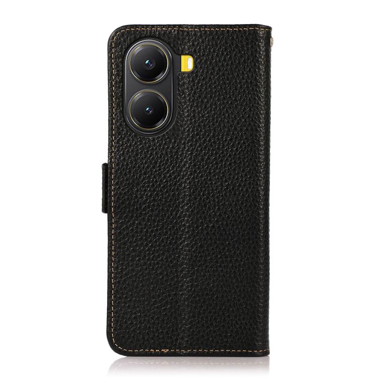 For Redmi Turbo 4 / Poco X7 Pro KHAZNEH Side-Magnetic Litchi Genuine Leather RFID Phone Case