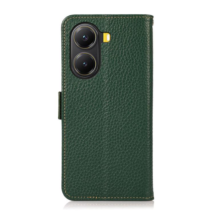 For Redmi Turbo 4 / Poco X7 Pro KHAZNEH Side-Magnetic Litchi Genuine Leather RFID Phone Case