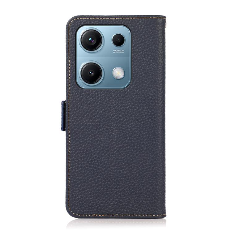For Redmi Note 14S 4G KHAZNEH Side-Magnetic Litchi Genuine Leather RFID Phone Case