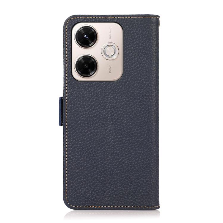 For Redmi 13x KHAZNEH Side-Magnetic Litchi Genuine Leather RFID Phone Case