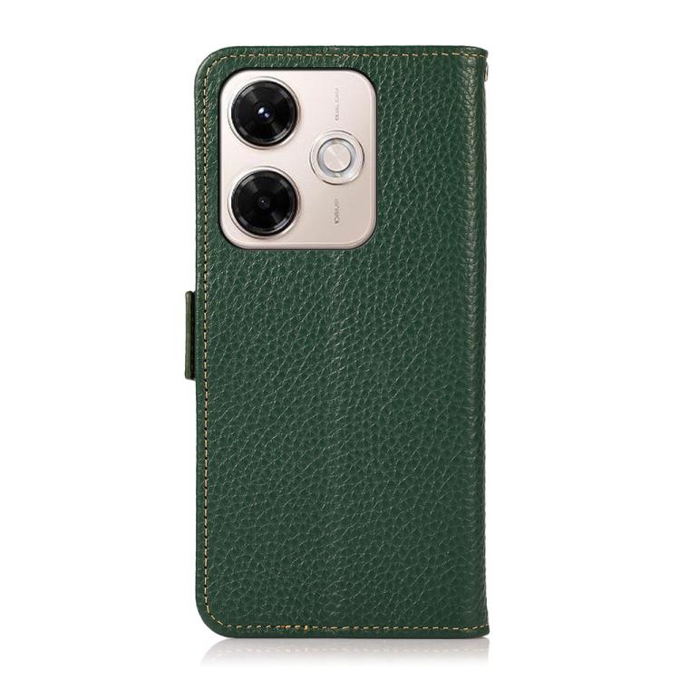 For Redmi 13x KHAZNEH Side-Magnetic Litchi Genuine Leather RFID Phone Case