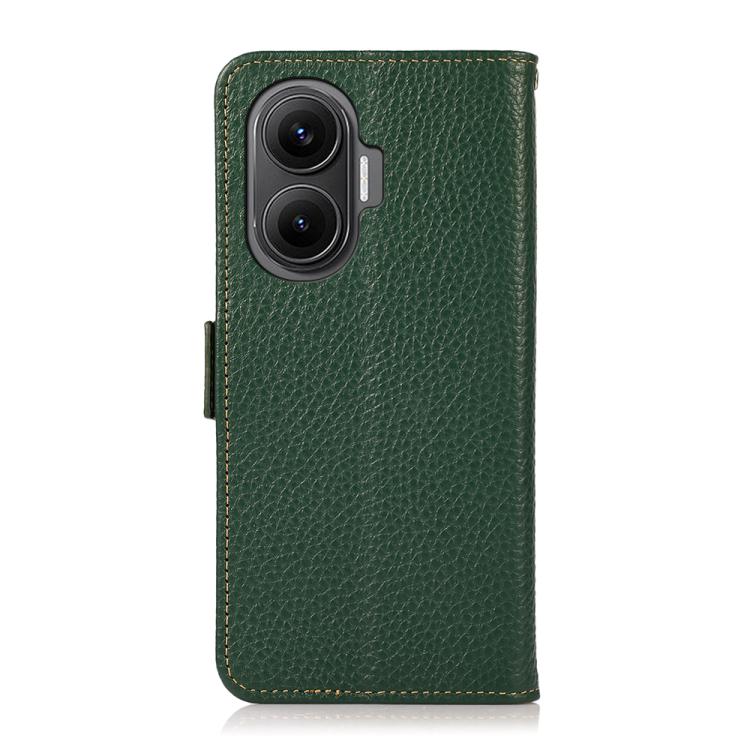 For Redmi Turbo 4 Pro KHAZNEH Side-Magnetic Litchi Genuine Leather RFID Phone Case