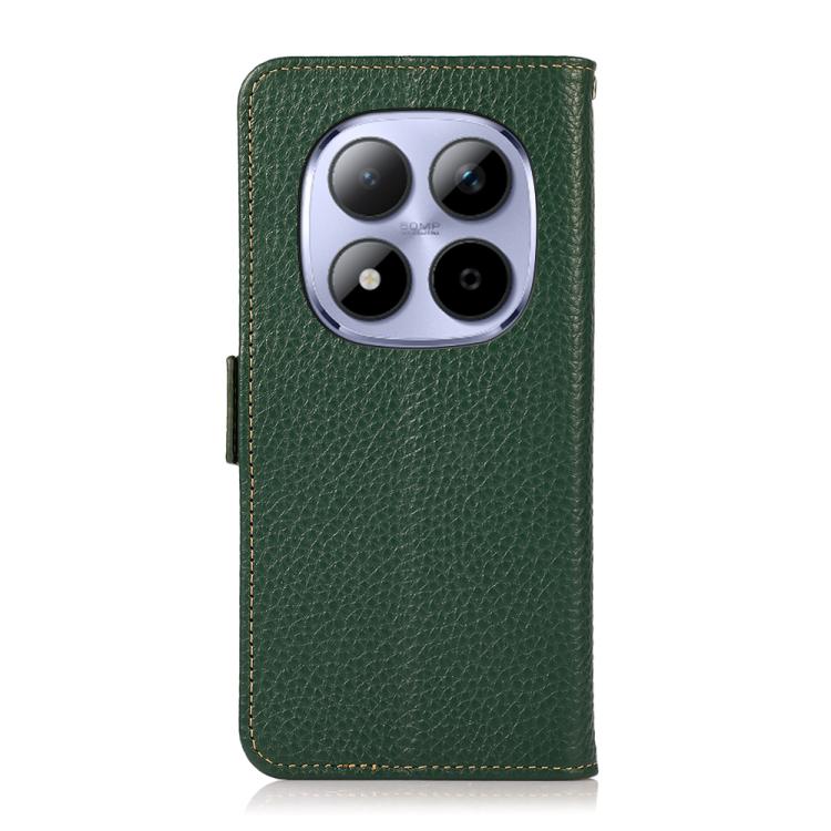 For Redmi Note 15 Pro+ 5G Global 163.3mm KHAZNEH Side-Magnetic Litchi Genuine Leather RFID Phone Case