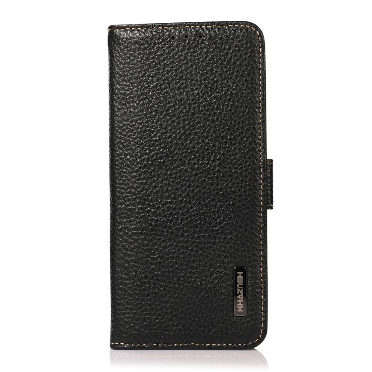 For Redmi Note 15 5G Global 164mm KHAZNEH Side-Magnetic Litchi Genuine Leather RFID Phone Case