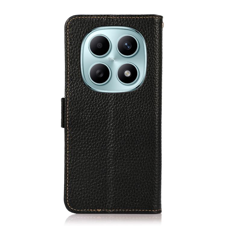 For Redmi Note 15 5G Global 164mm KHAZNEH Side-Magnetic Litchi Genuine Leather RFID Phone Case