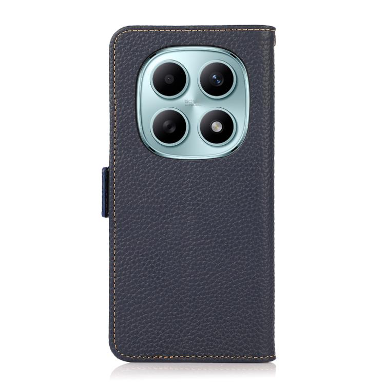 For Redmi Note 15 5G Global 164mm KHAZNEH Side-Magnetic Litchi Genuine Leather RFID Phone Case