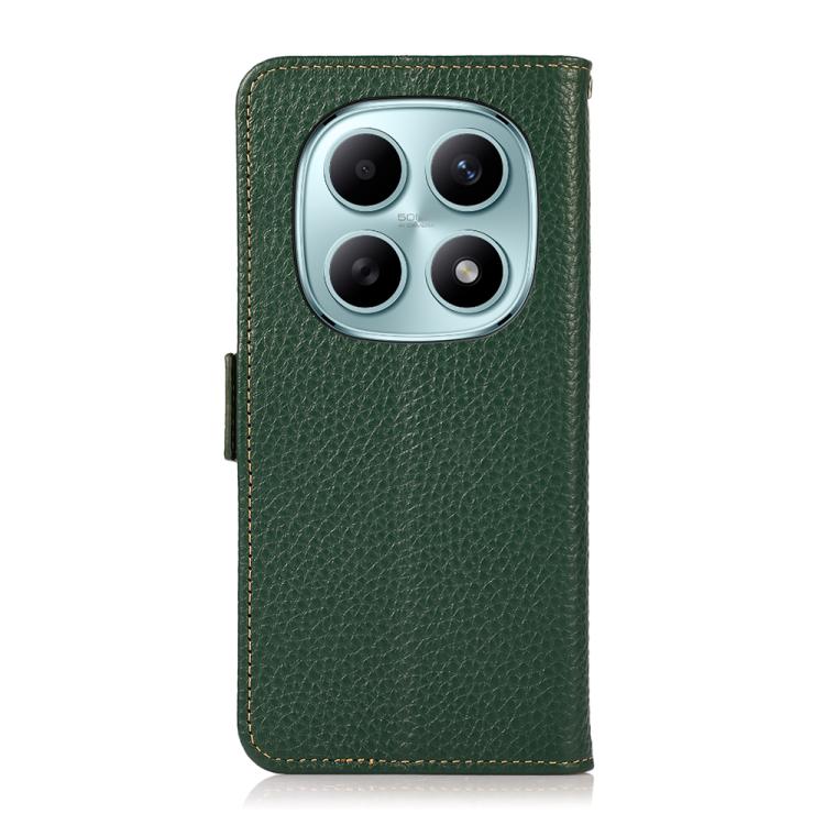 For Redmi Note 15 5G Global 164mm KHAZNEH Side-Magnetic Litchi Genuine Leather RFID Phone Case