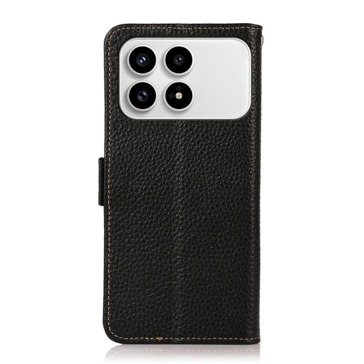 For Redmi K90/Poco F8 Pro KHAZNEH Side-Magnetic Litchi Genuine Leather RFID Phone Case