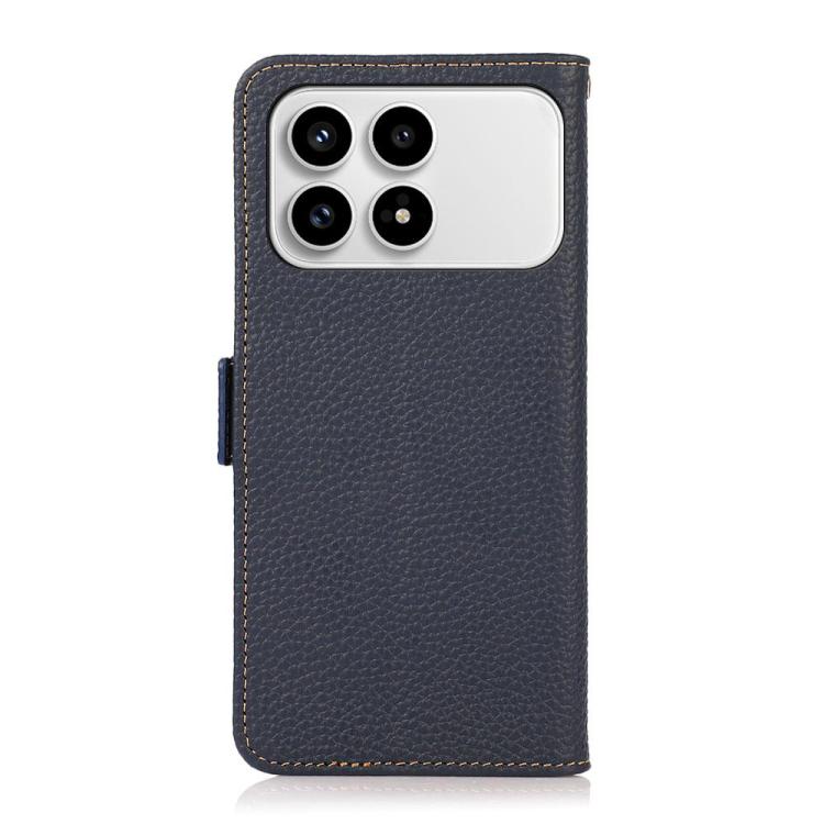 For Redmi K90/Poco F8 Pro KHAZNEH Side-Magnetic Litchi Genuine Leather RFID Phone Case