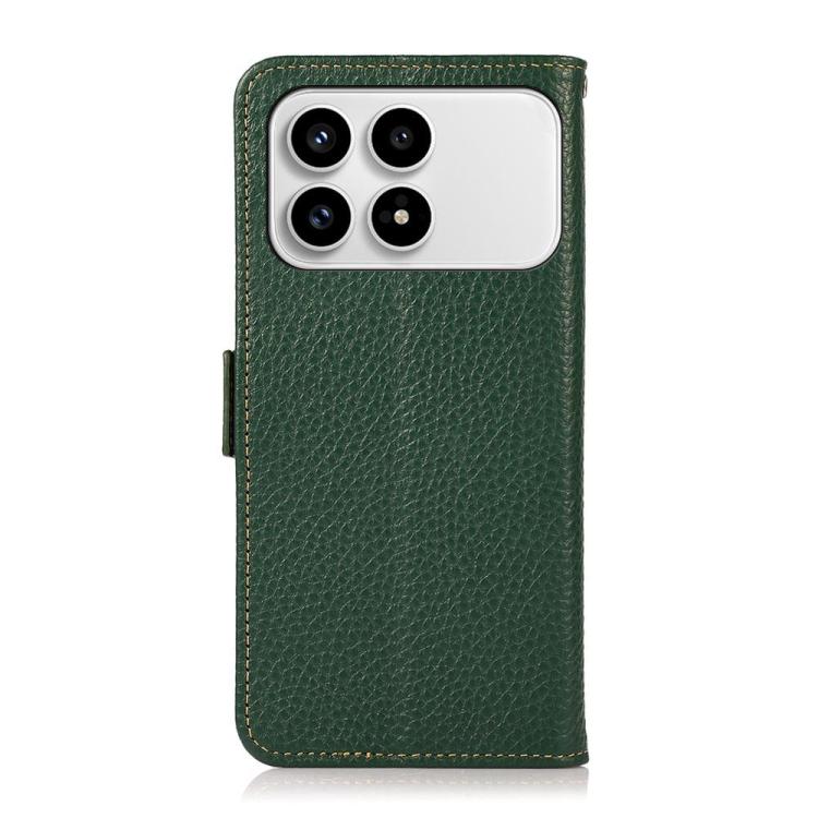 For Redmi K90/Poco F8 Pro KHAZNEH Side-Magnetic Litchi Genuine Leather RFID Phone Case