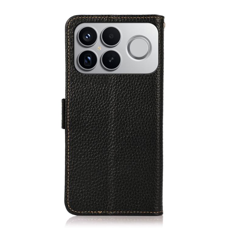 For Redmi K90 Pro Max/Poco F8 Ultra KHAZNEH Side-Magnetic Litchi Genuine Leather RFID Phone Case