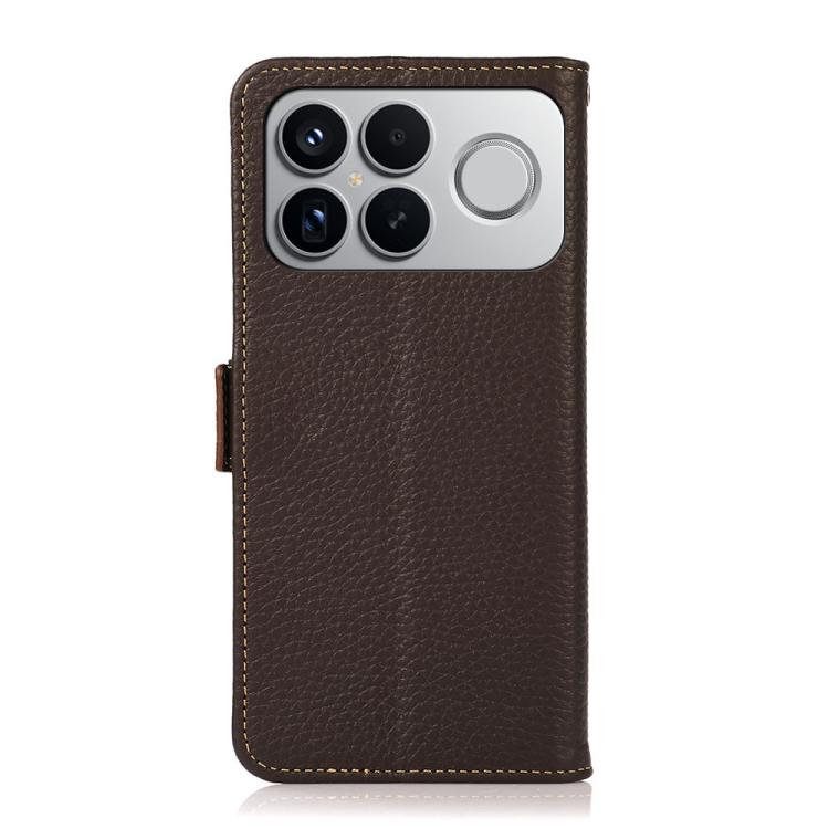For Redmi K90 Pro Max/Poco F8 Ultra KHAZNEH Side-Magnetic Litchi Genuine Leather RFID Phone Case