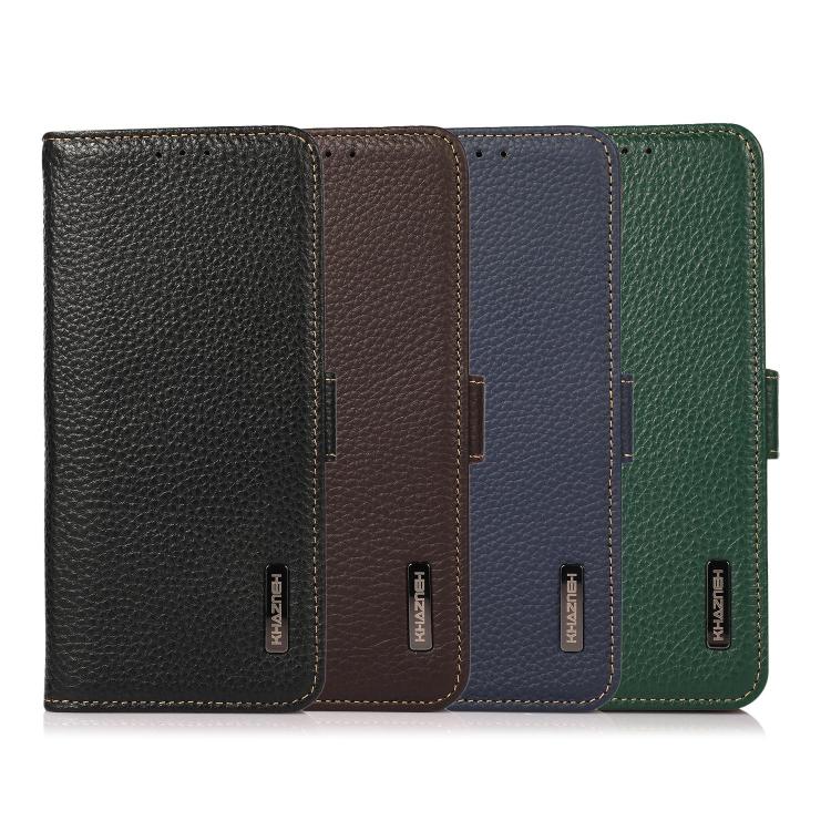 For Redmi Note 15 Pro 4G Global 163.2mm KHAZNEH Side-Magnetic Litchi Genuine Leather RFID Phone Case