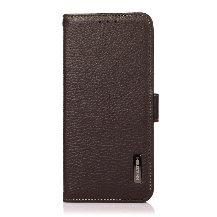 For Redmi Note 15 Pro 4G Global 163.2mm KHAZNEH Side-Magnetic Litchi Genuine Leather RFID Phone Case