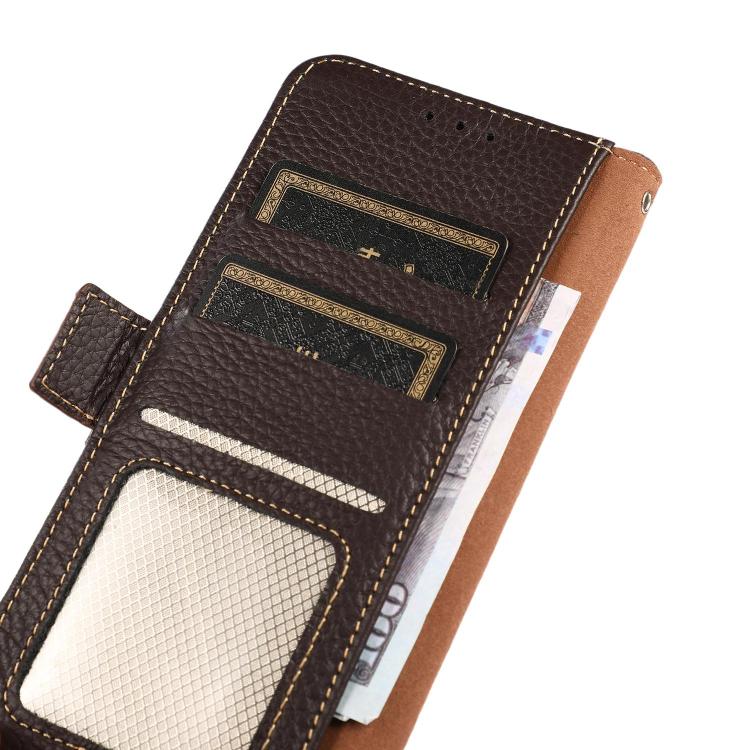 For Redmi Note 15 Pro 4G Global 163.2mm KHAZNEH Side-Magnetic Litchi Genuine Leather RFID Phone Case