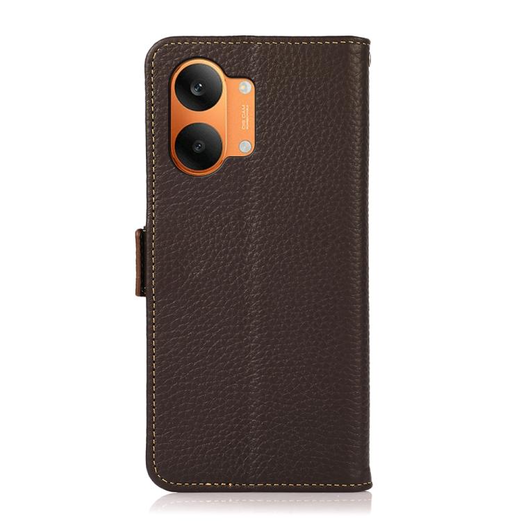 For Redmi Turbo 5 Max 5G / Poco X8 Pro Max 5G KHAZNEH Side-Magnetic Litchi Genuine Leather RFID Phone Case