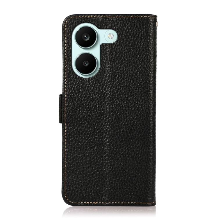 For Redmi Turbo 5 5G / Poco X8 Pro 5G KHAZNEH Side-Magnetic Litchi Genuine Leather RFID Phone Case