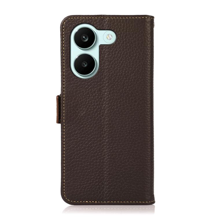 For Redmi Turbo 5 5G / Poco X8 Pro 5G KHAZNEH Side-Magnetic Litchi Genuine Leather RFID Phone Case
