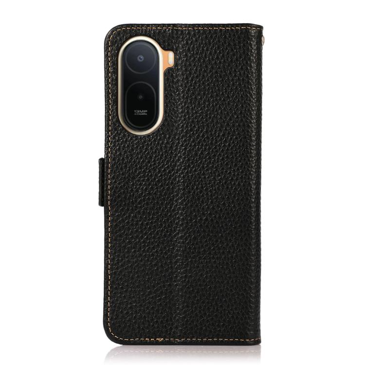 For Redmi A7 Pro 171mm / Poco C85x 5G KHAZNEH Side-Magnetic Litchi Genuine Leather RFID Phone Case