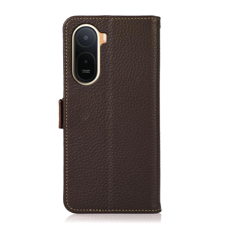 For Redmi A7 Pro 171mm / Poco C85x 5G KHAZNEH Side-Magnetic Litchi Genuine Leather RFID Phone Case