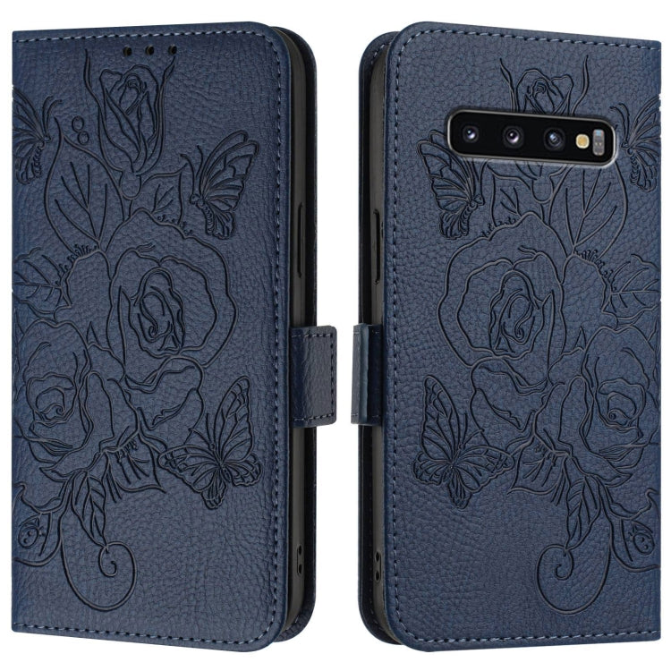 For Samsung Galaxy S10 Embossed Rose RFID Anti-theft Leather Phone Case