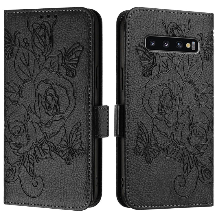 For Samsung Galaxy S10 Embossed Rose RFID Anti-theft Leather Phone Case