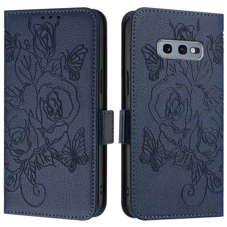 For Samsung Galaxy S10e Embossed Rose RFID Anti-theft Leather Phone Case