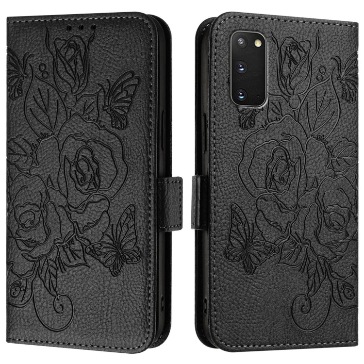For Samsung Galaxy S20 FE 5G / 4G Embossed Rose RFID Anti-theft Leather Phone Case
