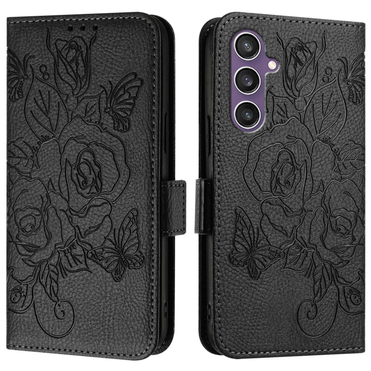 For Samsung Galaxy S23 FE 5G Embossed Rose RFID Anti-theft Leather Phone Case