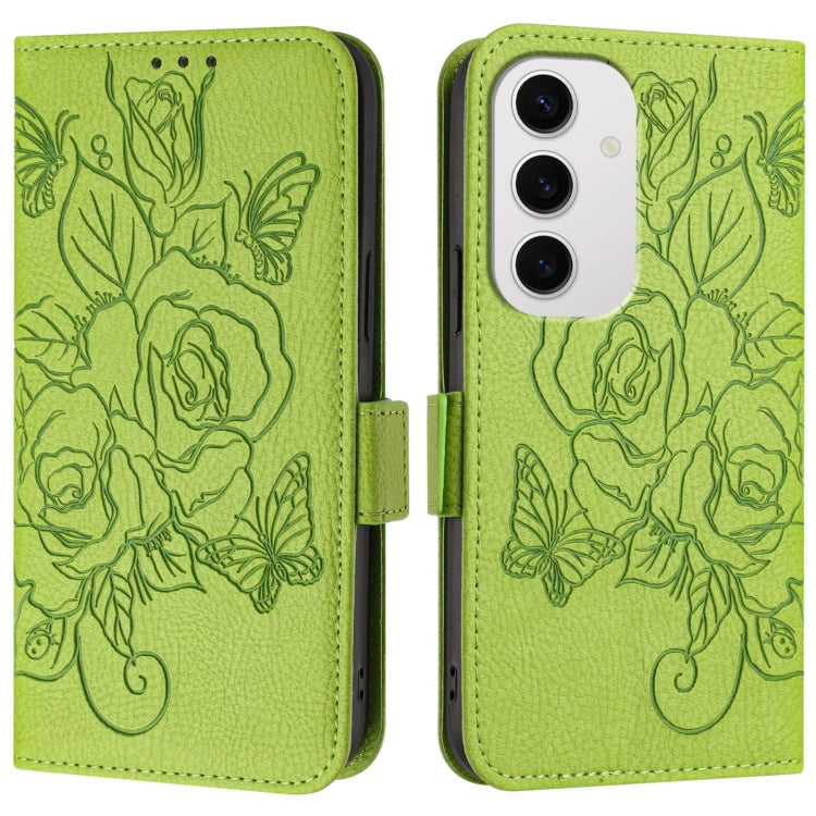 For Samsung Galaxy S24 FE 5G Embossed Rose RFID Anti-theft Leather Phone Case