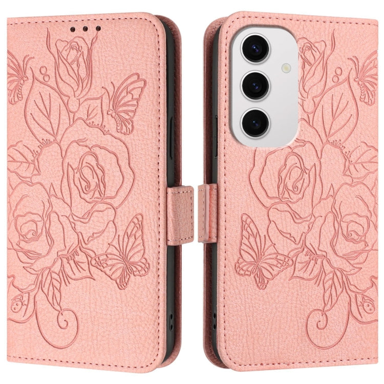 For Samsung Galaxy S24 FE 5G Embossed Rose RFID Anti-theft Leather Phone Case
