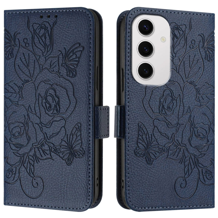 For Samsung Galaxy S24 FE 5G Embossed Rose RFID Anti-theft Leather Phone Case