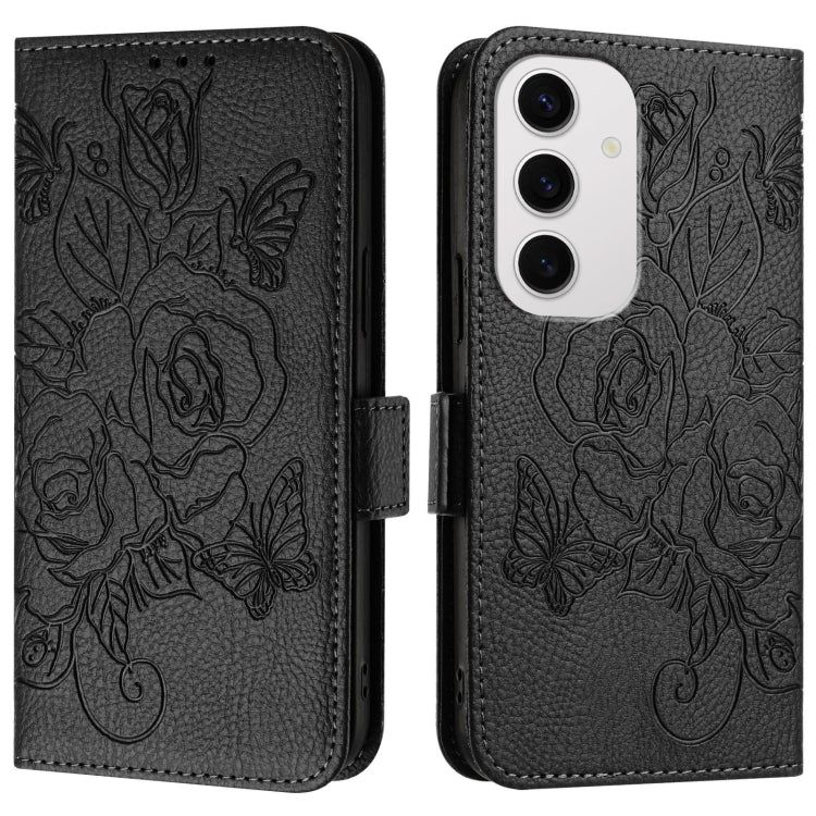 For Samsung Galaxy S24 FE 5G Embossed Rose RFID Anti-theft Leather Phone Case