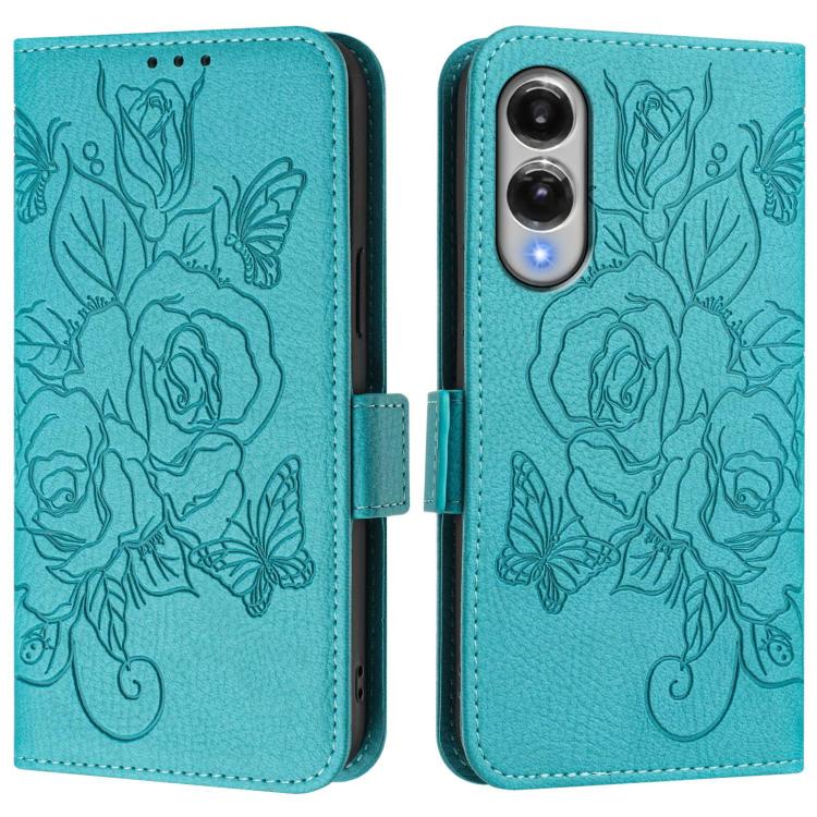 For Samsung Galaxy S25 Edge 5G Embossed Rose RFID Anti-theft Leather Phone Case