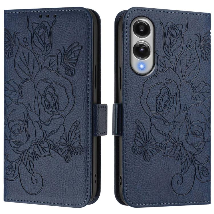 For Samsung Galaxy S25 Edge 5G Embossed Rose RFID Anti-theft Leather Phone Case
