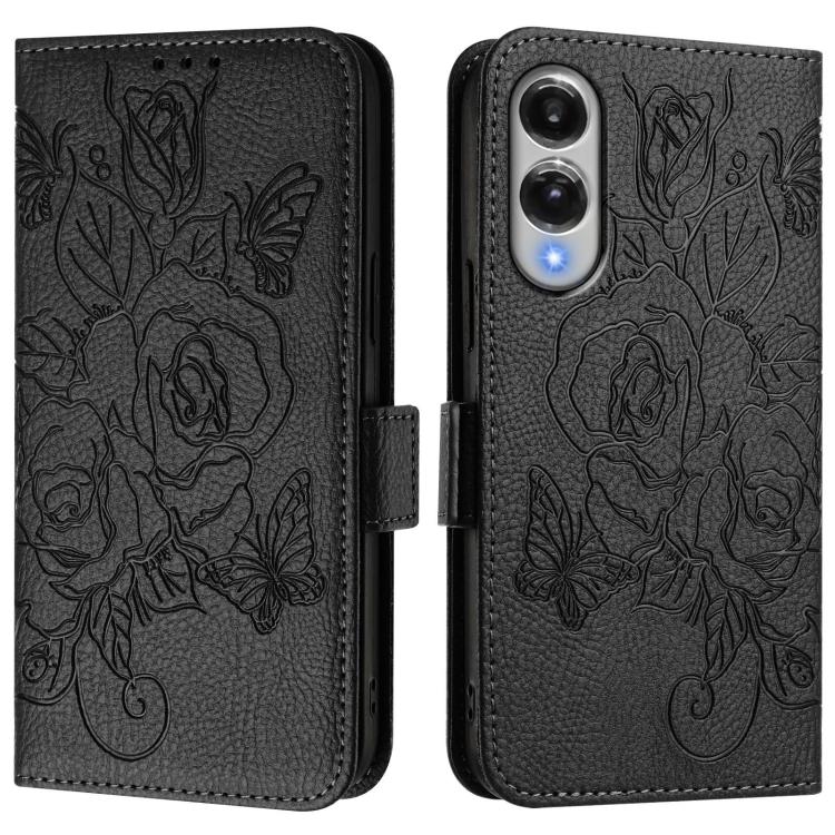 For Samsung Galaxy S25 Edge 5G Embossed Rose RFID Anti-theft Leather Phone Case