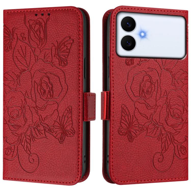 For Samsung Galaxy S26 Edge 5G Embossed Rose RFID Anti-theft Leather Phone Case
