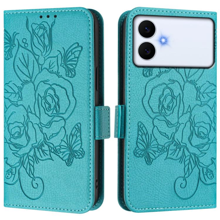 For Samsung Galaxy S26 Edge 5G Embossed Rose RFID Anti-theft Leather Phone Case