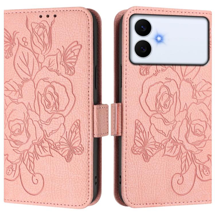 For Samsung Galaxy S26 Edge 5G Embossed Rose RFID Anti-theft Leather Phone Case