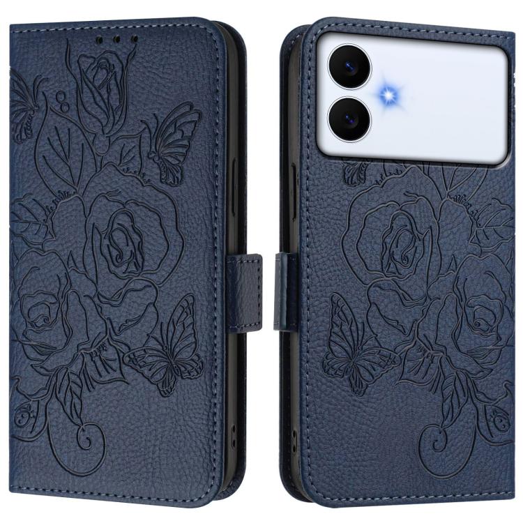 For Samsung Galaxy S26 Edge 5G Embossed Rose RFID Anti-theft Leather Phone Case