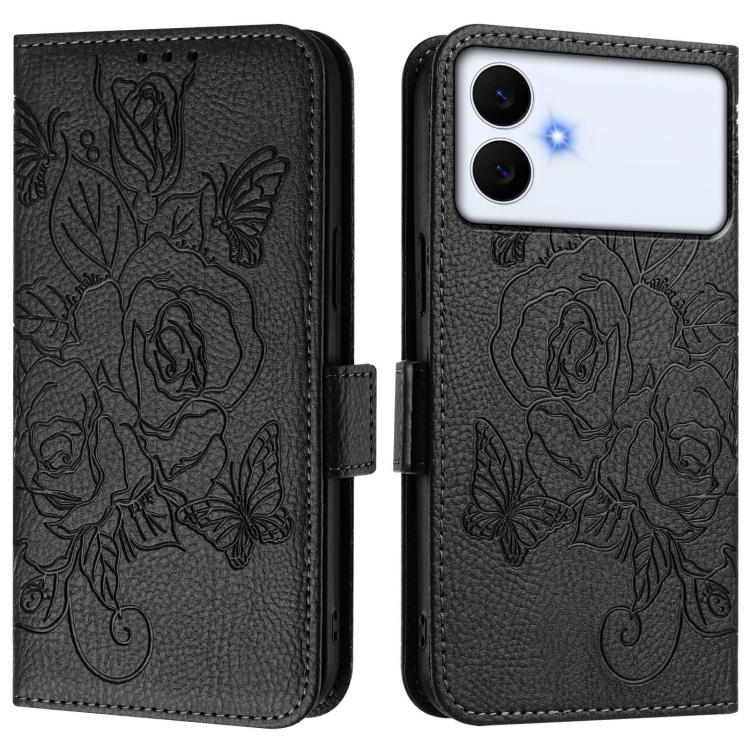 For Samsung Galaxy S26 Edge 5G Embossed Rose RFID Anti-theft Leather Phone Case