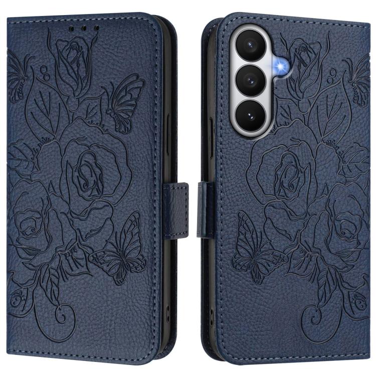 For Samsung Galaxy S26 5G Embossed Rose RFID Anti-theft Leather Phone Case