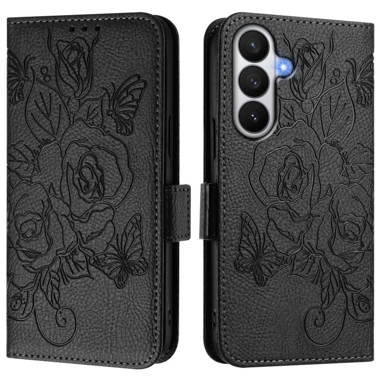 For Samsung Galaxy S26 5G Embossed Rose RFID Anti-theft Leather Phone Case