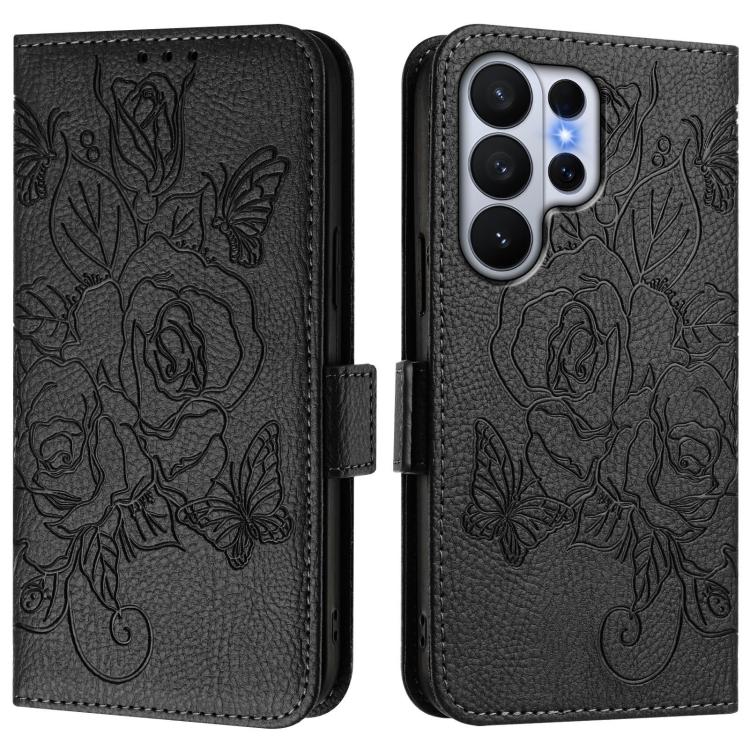 For Samsung Galaxy S26 Ultra 5G Embossed Rose RFID Anti-theft Leather Phone Case