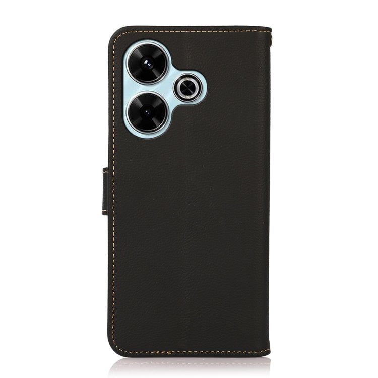 For Redmi 13 4G KHAZNEH Custer Texture RFID Genuine Leather Phone Case
