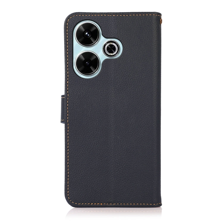 For Redmi 13 4G KHAZNEH Custer Texture RFID Genuine Leather Phone Case