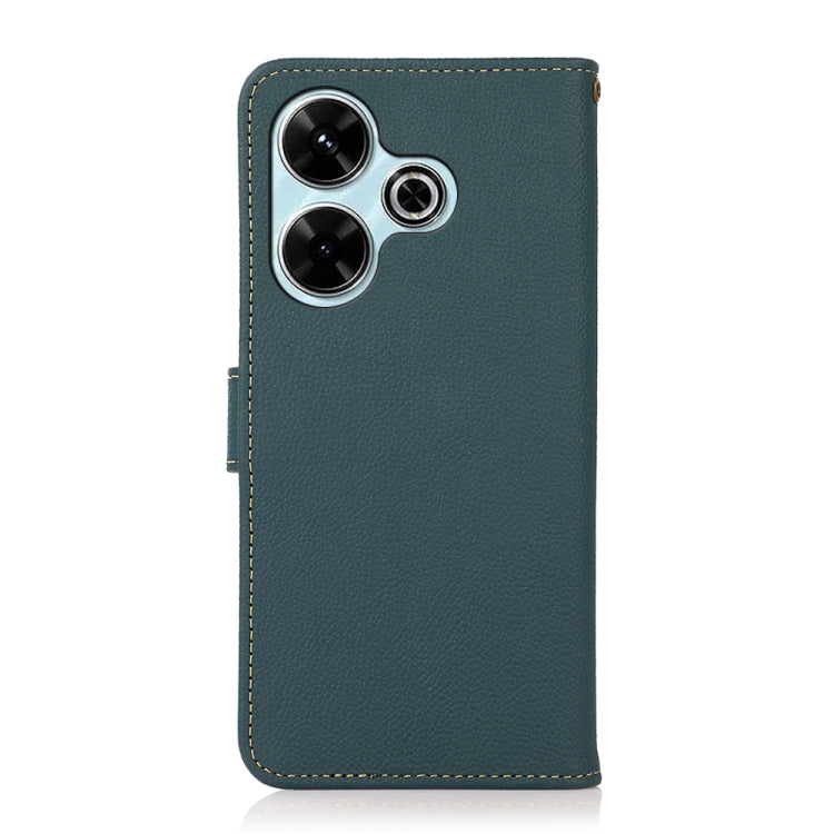 For Redmi 13 4G KHAZNEH Custer Texture RFID Genuine Leather Phone Case