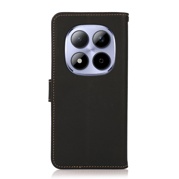 For Redmi Note 15 Pro 4G Global 163.2mm KHAZNEH Custer Texture RFID Genuine Leather Phone Case
