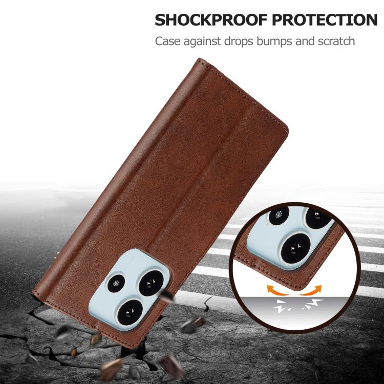 For Redmi Note 14 4G 164.84mm LC.IMEEKE Calf Texture Leather Phone Case